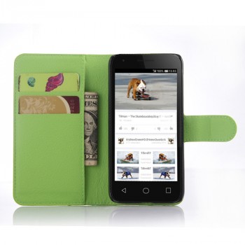 Чехол портмоне подставка с защелкой для Alcatel One Touch Pixi 3 (4.5) Зеленый