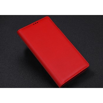 Кожаный чехол портмоне (нат. кожа) с крепежной застежкой для Blackberry Priv Красный