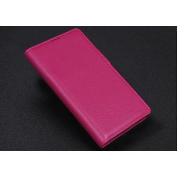 Кожаный чехол портмоне (нат. кожа) с крепежной застежкой для Blackberry Priv Пурпурный