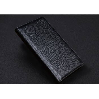 Кожаный чехол портмоне (нат. кожа крокодила) для Blackberry Priv Черный