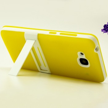 Двухкомпонентный силиконовый чехол с пластиковым бампером-подставкой для Xiaomi RedMi 2 Желтый