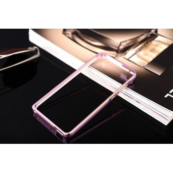 Металлический бампер с золотой окантовкой для Xiaomi RedMi 2 Розовый