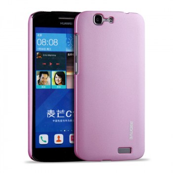 Пластиковый матовый металлик чехол для Huawei Ascend G7 Розовый