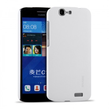 Пластиковый матовый металлик чехол для Huawei Ascend G7 Белый