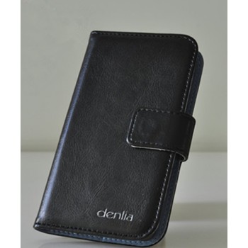 Глянцевый чехол портмоне подставка на силиконовой основе с отделением для карт для Sony Xperia E Черный