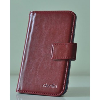 Глянцевый чехол портмоне подставка на силиконовой основе с отделением для карт для Sony Xperia E Красный