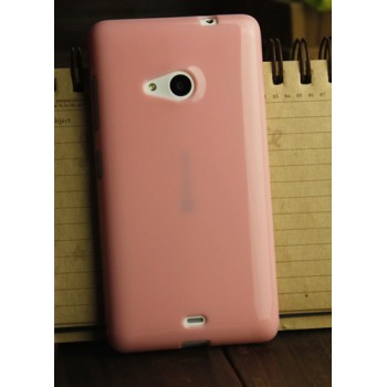 Силиконовый глянцевый непрозрачный чехол для Nokia Lumia 730/735 Розовый