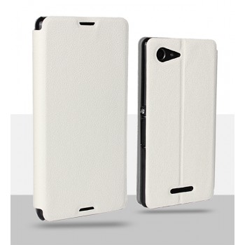 Чехол флип подставка на пластиковой основе для Sony Xperia E3 Белый