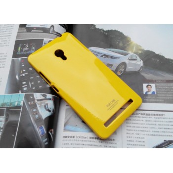 Пластиковый глянцевый непрозрачный чехол для ASUS Zenfone 6 Желтый