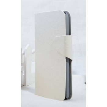 Текстурный чехол флип подставка на пластиковой основе с отделением для карт и крепёжной застёжкой для ASUS Zenfone 6 Белый