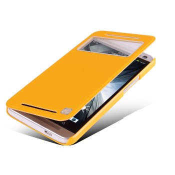 Чехол с окном вызова для HTC One (M7) Dual SIM Желтый