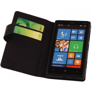 Чехол портмоне подставка на пластиковой основе с отделением для карт для Nokia Lumia 820