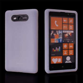 Силиконовый матовый непрозрачный чехол для Nokia Lumia 820 Белый