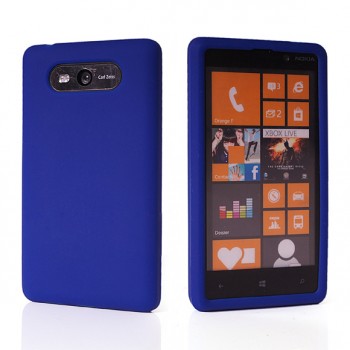 Силиконовый матовый непрозрачный чехол для Nokia Lumia 820 Синий