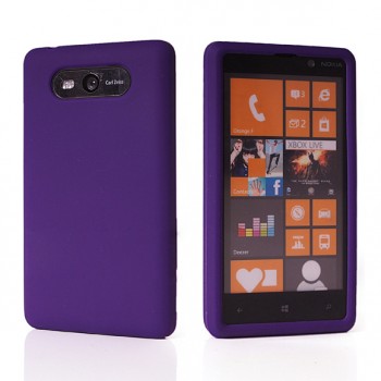 Силиконовый матовый непрозрачный чехол для Nokia Lumia 820 Фиолетовый