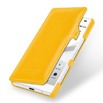 Кожаный чехол горизонтальная книжка (нат. кожа) для Sony Xperia Z5 Compact