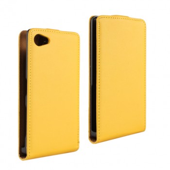 Чехол вертикальная книжка на пластиковой основе с магнитной застежкой для Sony Xperia Z5 Compact Желтый