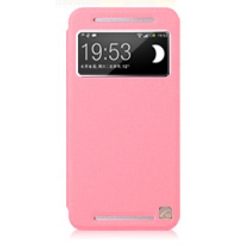 Чехол с окном вызова для HTC One (M7) Dual SIM Розовый