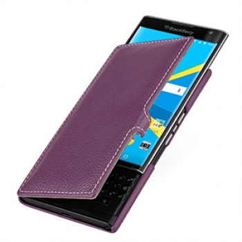 Кожаный чехол горизонтальная книжка (нат. кожа) с крепежной застежкой для Blackberry Priv