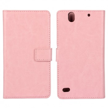 Глянцевый чехол портмоне подставка с защелкой на пластиковой основе для Sony Xperia C4 Розовый
