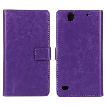 Глянцевый чехол портмоне подставка с защелкой на пластиковой основе для Sony Xperia C4 Фиолетовый