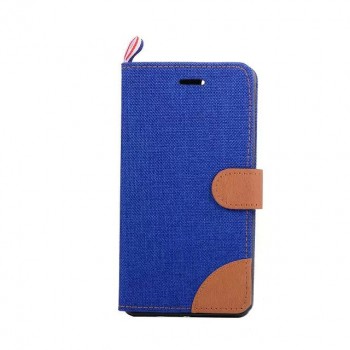 Текстурный чехол портмоне подставка с защелкой и отделением для карт на силиконовой основе для Sony Xperia C4 Синий