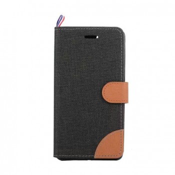 Текстурный чехол портмоне подставка с защелкой и отделением для карт на силиконовой основе для Sony Xperia C4 Черный
