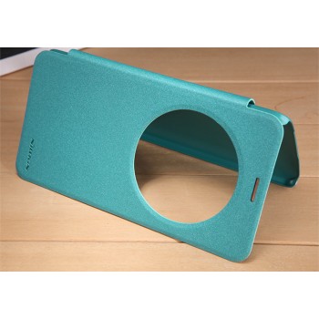 Текстурный чехол флип на пластиковой нескользящей премиум основе с круглым окном вызова для ASUS ZenFone 2 Laser 6 Синий
