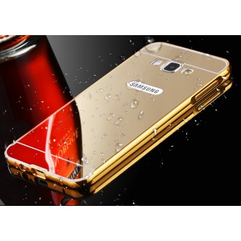 Гибридный металлический двухкомпонентный чехол с поликарбонатной крышкой с зеркальным покрытием для Samsung Galaxy A3 Бежевый