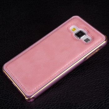 Двухкомпонентный гибридный чехол с металлическим бампером с золотой окантовкой и водоотталкивающей крышкой для Samsung Galaxy A3 Розовый