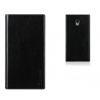 Глянцевый чехол флип подставка на присоске с отделением для карты для Lenovo Vibe P1 Черный