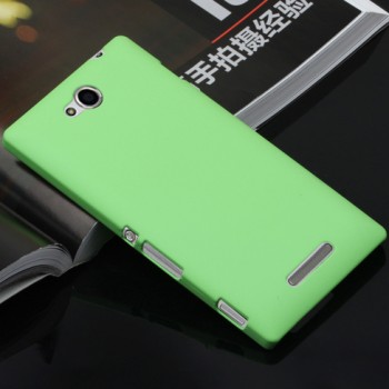Пластиковый матовый непрозрачный чехол для Sony Xperia C Зеленый