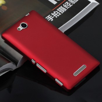 Пластиковый матовый непрозрачный чехол для Sony Xperia C Красный