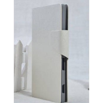 Текстурный чехол флип подставка на пластиковой основе с отделением для карт для Sony Xperia C Белый