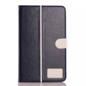 Глянцевый водоотталкивающий чехол книжка подставка на силиконовой основе с отделениями для карт и магнитной защелкой для Samsung Galaxy Tab E 9.6 Синий