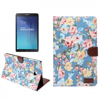 Чехол книжка подставка на поликарбонатной основе с отделениями для карт и полноповерхностным принтом для Samsung Galaxy Tab E 9.6