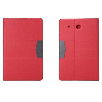 Чехол книжка подставка на силиконовой основе с отделениями для карт для Samsung Galaxy Tab E 9.6 Красный