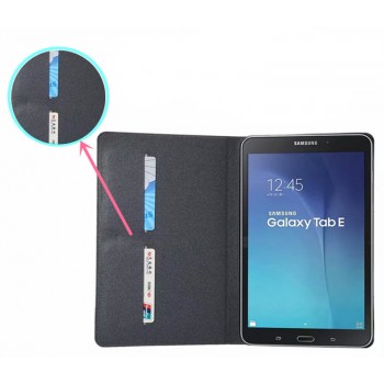 Чехол книжка подставка на силиконовой основе с отделениями для карт для Samsung Galaxy Tab E 9.6 Черный