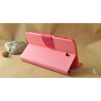 Чехол книжка подставка на силиконовой основе с отделениями для карт и магнитной защелкой для Samsung Galaxy Tab S 8.4 Розовый