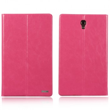 Глянцевый водоотталкивающий чехол книжка подставка на поликарбонатной основе с отделениями для карт для Samsung Galaxy Tab S 8.4 Розовый