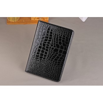 Чехол книжка подставка текстура Крокодил на поликарбонатной основе с отделениями для карт для Samsung Galaxy Tab S2 8.0 Черный