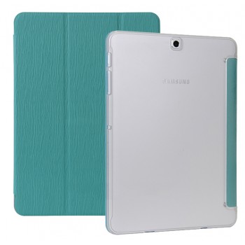 Сегментарный чехол книжка подставка текстура Дерево на поликарбонатной транспарентной основе для Samsung Galaxy Tab S2 8.0 Синий