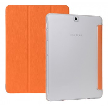 Сегментарный чехол книжка подставка текстура Дерево на поликарбонатной транспарентной основе для Samsung Galaxy Tab S2 8.0 Оранжевый