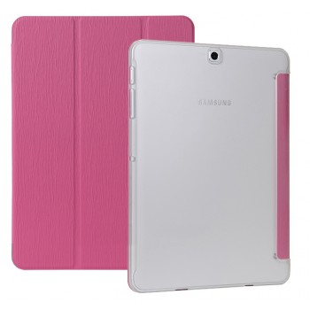 Сегментарный чехол книжка подставка текстура Дерево на поликарбонатной транспарентной основе для Samsung Galaxy Tab S2 8.0 Розовый