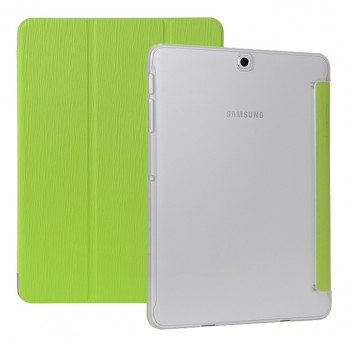 Сегментарный чехол книжка подставка текстура Дерево на поликарбонатной транспарентной основе для Samsung Galaxy Tab S2 8.0 Зеленый