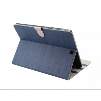 Чехол книжка подставка текстура Дерево на поликарбонатной основе с магнитной защелкой для Samsung Galaxy Tab S2 9.7 Синий