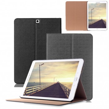 Чехол книжка подставка на поликарбонатной непрозрачной основе для Samsung Galaxy Tab S2 9.7 Черный