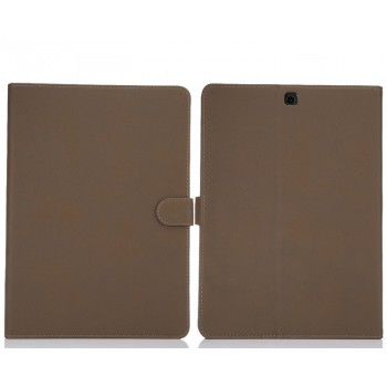 Винтажный чехол книжка подставка на поликарбонатной основе с магнитной защелкой для Samsung Galaxy Tab S2 9.7 Серый