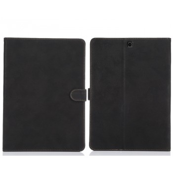 Винтажный чехол книжка подставка на поликарбонатной основе с магнитной защелкой для Samsung Galaxy Tab S2 9.7 Черный