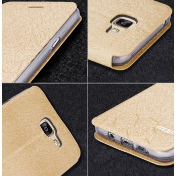 Текстурный чехол флип подставка на силиконовой основе для Samsung Galaxy A7 (2016) Бежевый